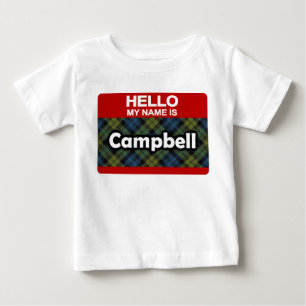 こんにちは私の名前はキャンベルスコットランド人のタータンチェックで ベビーTシャツ