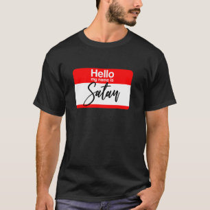 こんにちは私の名前はサタンのステッカーMemeユーモアTシャツ Tシャツ