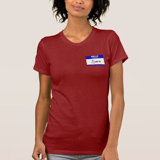 こんにちは私の名前はサラはです(青い) Tシャツ (正面)