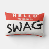 こんにちは私の名前はスワッグの枕です ランバークッション (裏面)