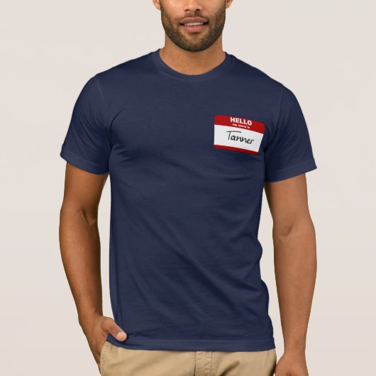 こんにちは私の名前はタナーはです(赤い) Tシャツ (正面)