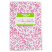 こんにちは私の名前はナメタグ彼女の水彩画おもしろい ミディアムペーパーバッグ (正面)