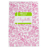 こんにちは私の名前はナメタグ彼女の水彩画おもしろい ミディアムペーパーバッグ (裏面)