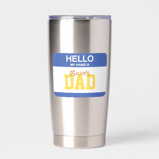 こんにちは私の名前はパパ名札キッズ子育てユーモア 保温保冷タンブラー (正面)