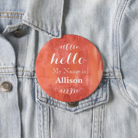 こんにちは私の名前はパーソナライズされたコーラルウォーター色 缶バッジ (インサイチュ)