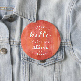 こんにちは私の名前はパーソナライズされたコーラルウォーター色 缶バッジ