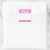 こんにちは私の名前はピンクと白の名前タグシール スクエアシール (バッグ)