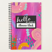 こんにちは私の名前はピンクの抽象芸術美学 プランナー手帳 (正面)