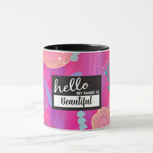 こんにちは私の名前はピンクエステよくはしゃぐィティガーリーティ マグカップ (中央)