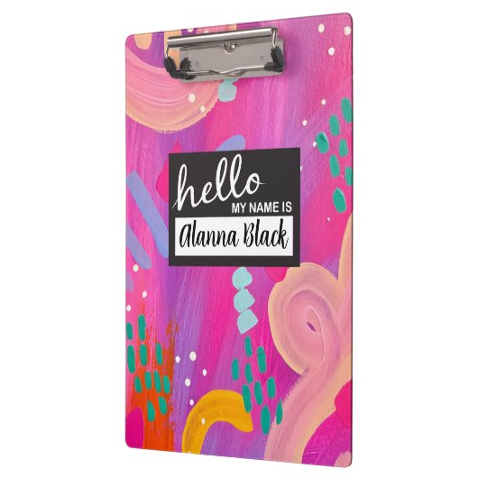 こんにちは私の名前はピンクガーリー抽象芸術美学 クリップボード (左)