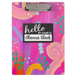 こんにちは私の名前はピンクガーリー抽象芸術美学 クリップボード