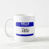 こんにちは私の名前はピーターはです(青い) コーヒーマグカップ (左)