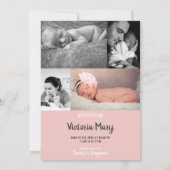 こんにちは私の名前はフォトコラージピンククラウン誕生 案内状 (裏面)