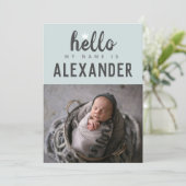 こんにちは私の名前はフォトコラージブルークラウン誕生 案内状 (スタンド正面)