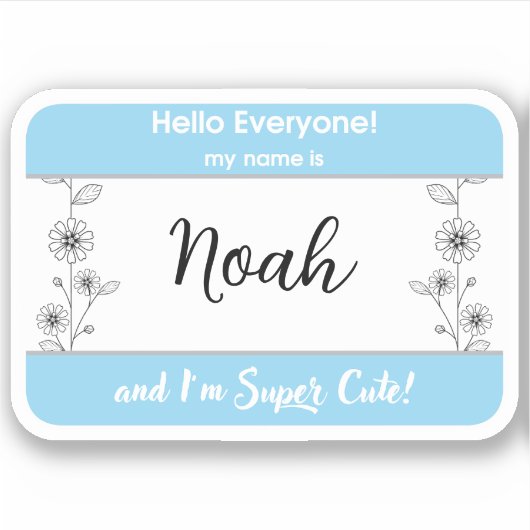 こんにちは私の名前はベビー名タグのステッカー生まれたばかりの シール (正面)