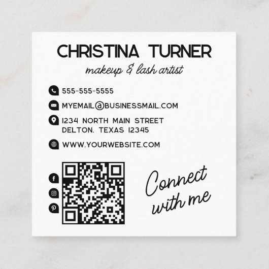 こんにちは私の名前はホワイト・ブラック スクエア名刺 (裏面)