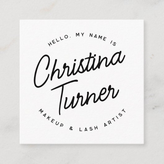 こんにちは私の名前はホワイト・ブラック スクエア名刺 (正面)