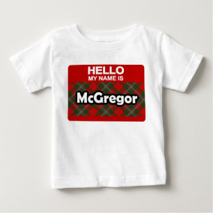 こんにちは私の名前はマッグレガースコティッシュクランタータンチェック ベビーTシャツ