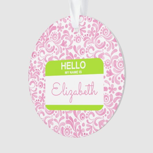 こんにちは私の名前はラベル大学ソロリティおもしろい オーナメント (正面)