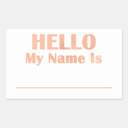 こんにちは私の名前はラベル懇親会クラスミーティングカッパー 長方形シール (正面)