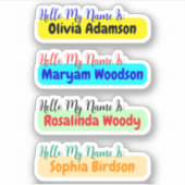 こんにちは私の名前はラベル – 防水名のシール シール (正面)