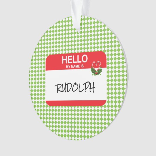 こんにちは私の名前はルドルフ名札オフィスホリデー オーナメント (正面)