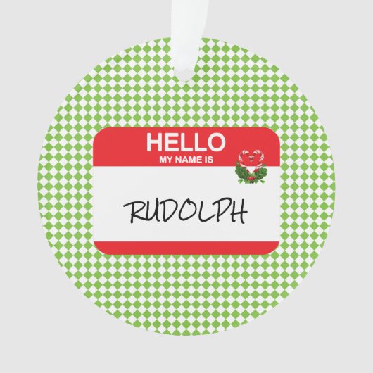 こんにちは私の名前はルドルフ名札オフィスホリデー オーナメント (正面)