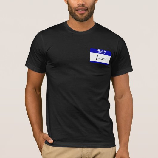 こんにちは私の名前はルーシーはです(青い) Tシャツ (正面)