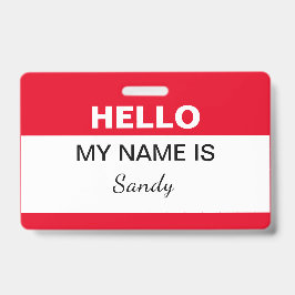 こんにちは私の名前はレッドホワイトオフィススタッフボランティア バッジ