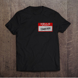 こんにちは私の名前は人間の左の箱のプリントです Tシャツ