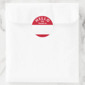 こんにちは私の名前は名前タグ赤と白ステッカーです ラウンドシール (バッグ)