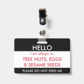 こんにちは私の名前は子供のカスタムのアレルギーにアレルギーです バッジ (クリップ付き表面)