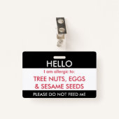 こんにちは私の名前は子供のカスタムのアレルギーにアレルギーです バッジ (正面クリップ)