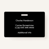 こんにちは私の名前は子供のカスタムのアレルギーにアレルギーです バッジ (裏面)