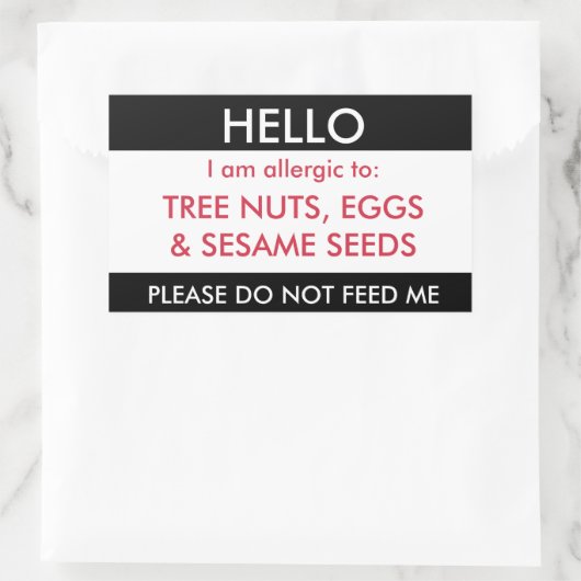 こんにちは私の名前は子供アレルギーカスタムである 長方形シール (バッグ)