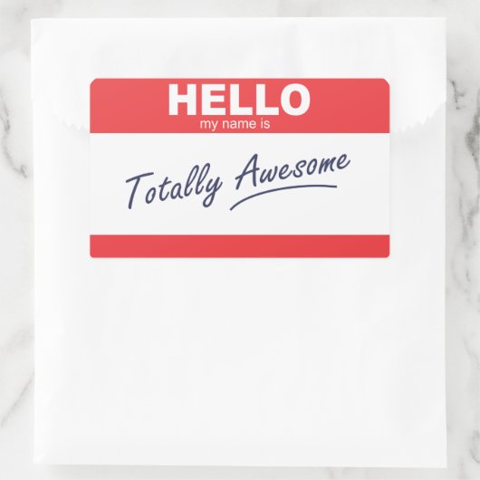 こんにちは私の名前は完全に名前素晴らしタグである。 長方形シール (バッグ)