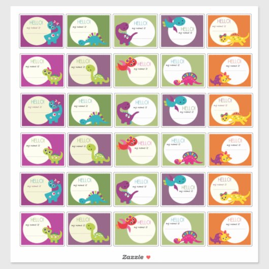 こんにちは私の名前は恐竜の男の子の女 シール (シート)