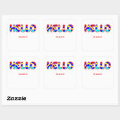 こんにちは私の名前は数々のカラー鮮やか文字 スクエアシール (シート)