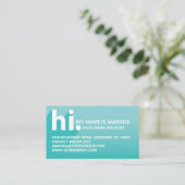 こんにちは私の名前は斜はっきりした線の影ティール（緑がかった色）グラデーション 名刺 (スタンド正面)