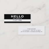 こんにちは私の名前は次のとおりです: 2味方される: 黒及び白 スキニー名刺 (正面/裏面)