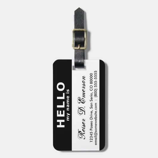 こんにちは私の名前は白黒です ラゲッジタグ (正面縦)