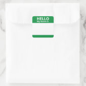 こんにちは私の名前は緑と白の名前タグシール スクエアシール (バッグ)