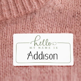 こんにちは私の名前は緑のスクリプト名タグシール ラベル