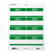 こんにちは私の名前は緑のホワイトネームタグラベル ラベル (フルシート)