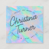 こんにちは私の名前は虹色ホログラフィックオパール スクエア名刺 (正面)