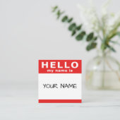 こんにちは私の名前は赤い四角で スクエア名刺 (スタンド正面)