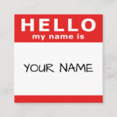 こんにちは私の名前は赤い四角で スクエア名刺 (正面)