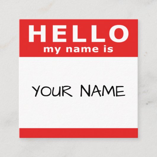 こんにちは私の名前は赤い四角で スクエア名刺 (正面)