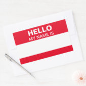 こんにちは私の名前は赤い白のイベントパーティー名タグ 長方形シール (封筒)