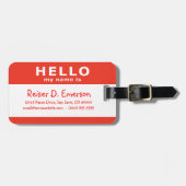 こんにちは私の名前は赤 ラゲッジタグ (正面横)